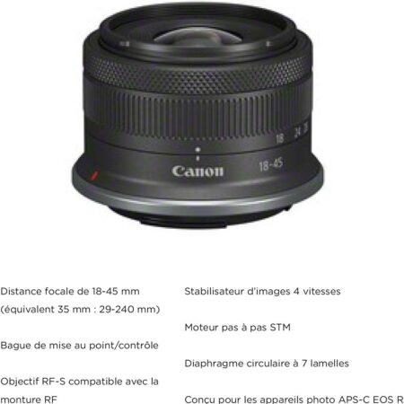 objectif Canon EOS R10 18-45 mm